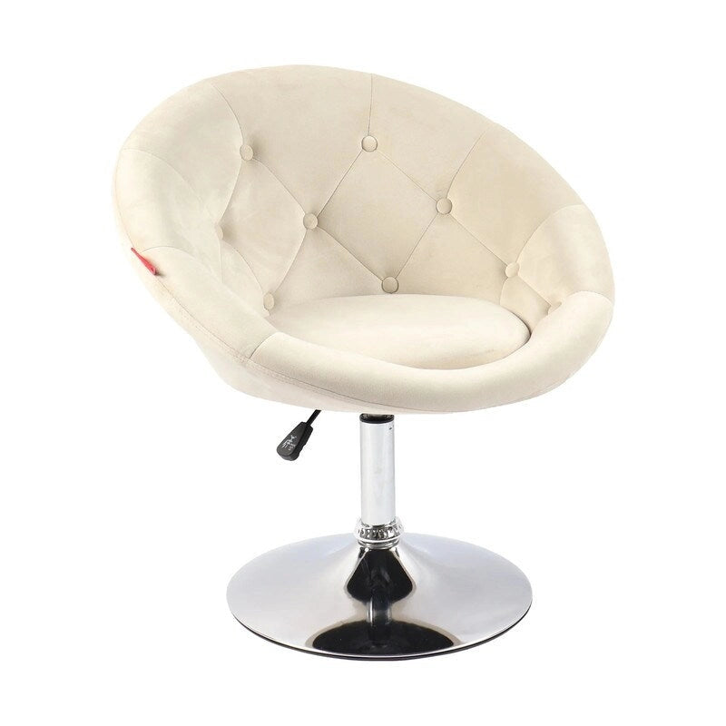 Fauteuil d'appoint pivotant moderne en velours capitonné, réglable en hauteur, rotation à 360°, rose gris blanc