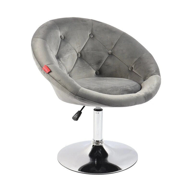 Fauteuil d'appoint pivotant moderne en velours capitonné, réglable en hauteur, rotation à 360°, rose gris blanc