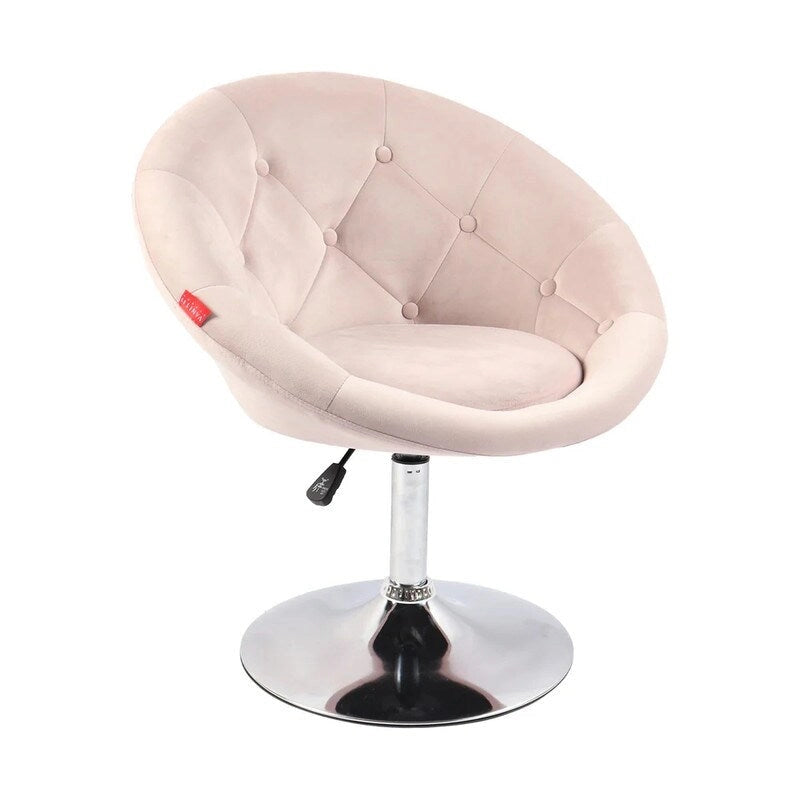 Fauteuil d'appoint pivotant moderne en velours capitonné, réglable en hauteur, rotation à 360°, rose gris blanc