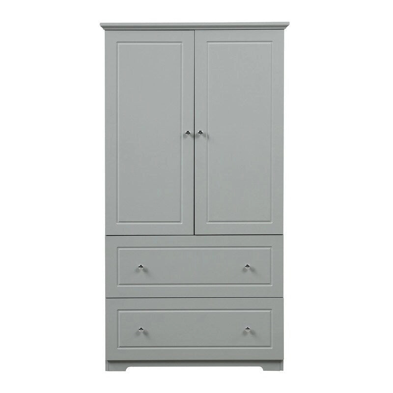 Meuble de rangement haut en bois avec double portes et deux tiroirs