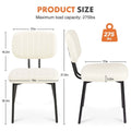Chaise de salle à manger capitonnée Mid-Century Modern avec pieds en métal, blanc ou marron