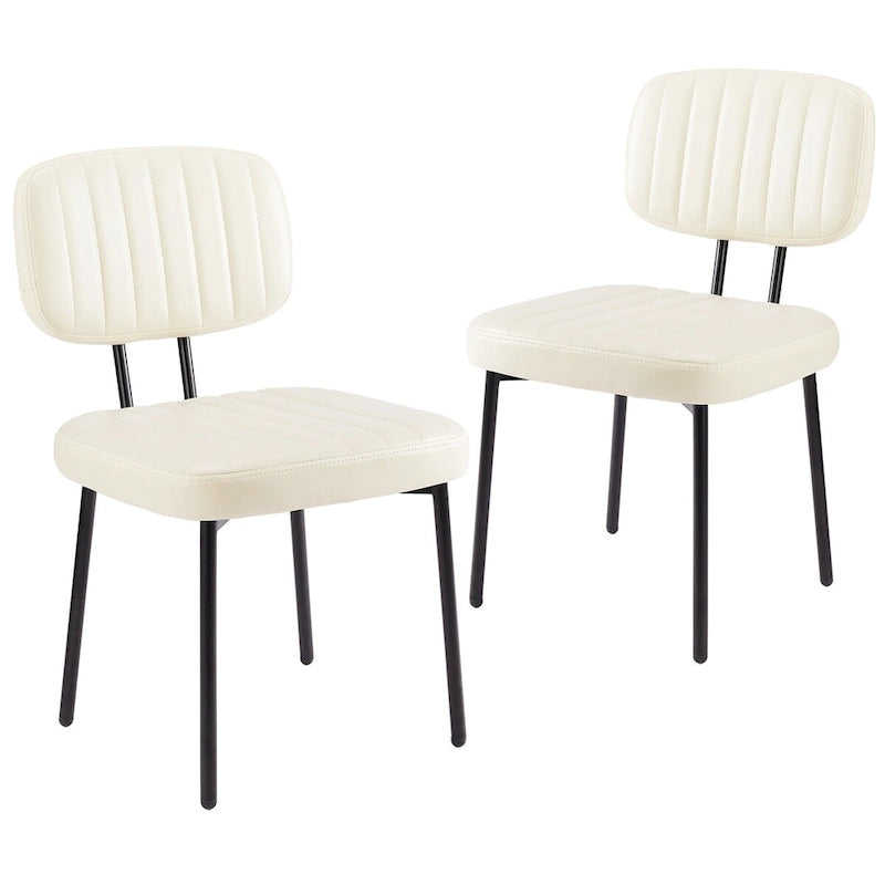 Chaise de salle à manger capitonnée Mid-Century Modern avec pieds en métal, blanc ou marron