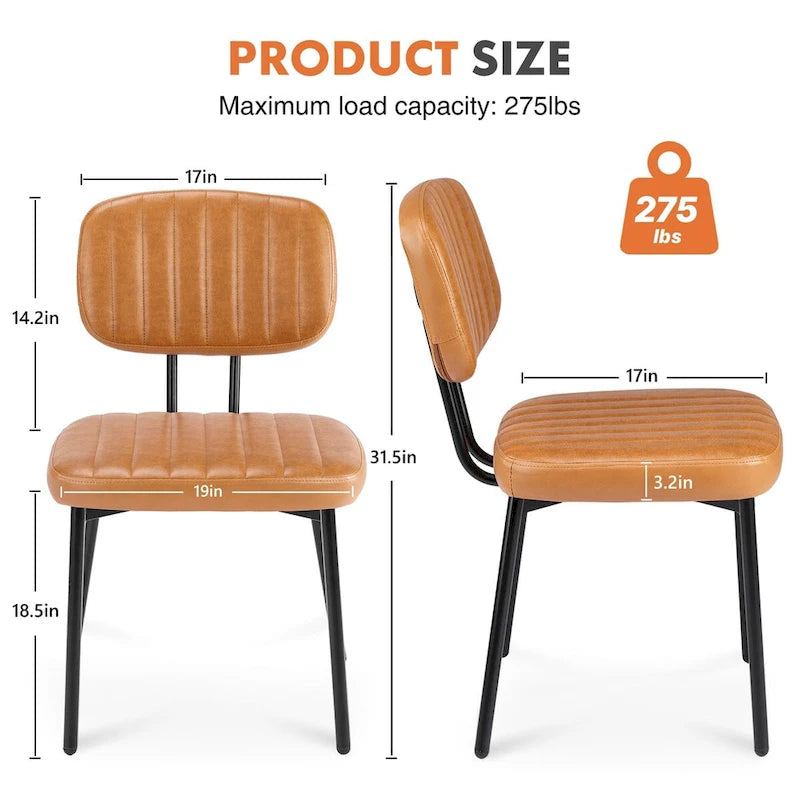 Chaise de salle à manger capitonnée Mid-Century Modern avec pieds en métal, blanc ou marron