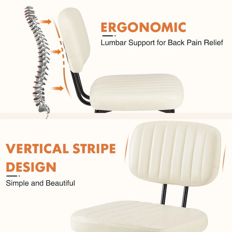 Chaise de salle à manger capitonnée Mid-Century Modern avec pieds en métal, blanc ou marron