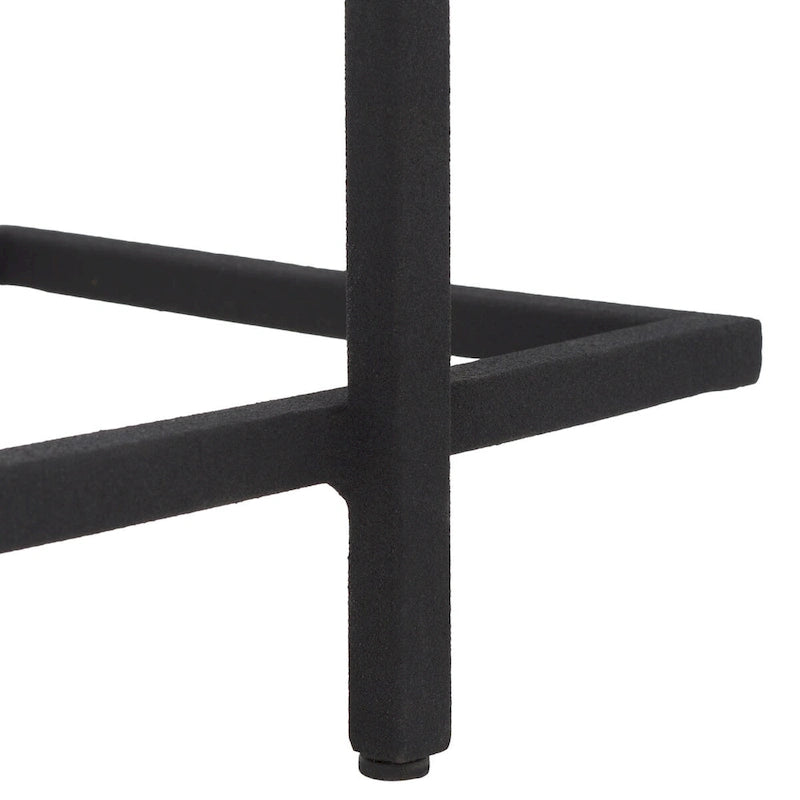 Table d'appoint carrée en verre moulé avec pieds fins en métal noir
